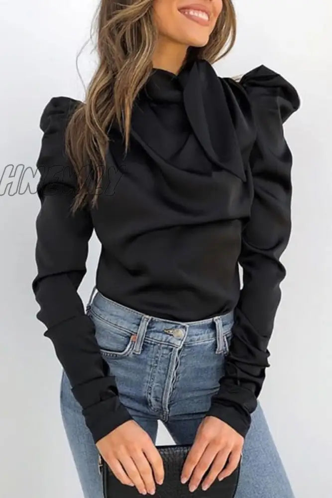 Hnewly - Street Solid Fold Half A Turtleneck Tops Black / S Tops/Long Sleeve