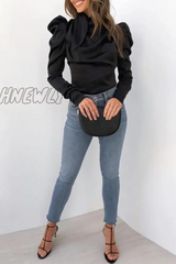 Hnewly - Street Solid Fold Half A Turtleneck Tops Tops/Long Sleeve