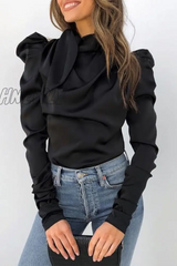 Hnewly - Street Solid Fold Half A Turtleneck Tops Tops/Long Sleeve