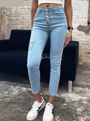 Hnewly Stretch High Waist Jeans Women New Skinny Slim Fashion Washed Trousers Female Denim Pencil
