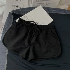 Hnewly Summer Gray Shorts Women Fashion Ladies Elastic Waists Short Pants Girl Casual Cotton Black