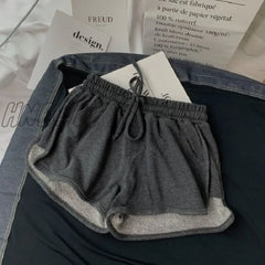 Hnewly Summer Gray Shorts Women Fashion Ladies Elastic Waists Short Pants Girl Casual Cotton Black