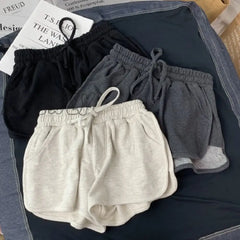 Hnewly Summer Gray Shorts Women Fashion Ladies Elastic Waists Short Pants Girl Casual Cotton Black