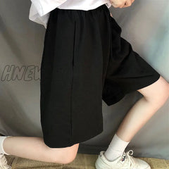 Hnewly Summer Gray Shorts Women Fashion Ladies Elastic Waists Short Pants High Waist Streetwear