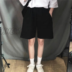 Hnewly Summer Gray Shorts Women Fashion Ladies Elastic Waists Short Pants High Waist Streetwear