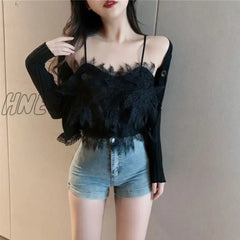 Hnewly Summer Ladies French Lace Sling Elegant Sexy Outerwear Women Short Beauty Back Sleeveless