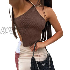 Hnewly Summer Ladies Sexy Backless Chest Wrap Women Solid Color Hanging Neck Lace-Up Sleeveless