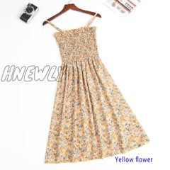 Hnewly Summer Mini Dresses Fashion Female Elastic High Waist Casual Spaghetti Strap Sleeveless