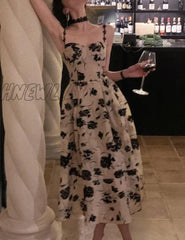 Hnewly Summer New Women Fashion Spaghetti Strap Prom Dress Elegant Sleeveless Slim Vestdios Female