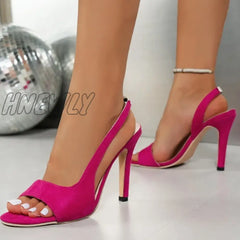 Hnewly Summer New Women’s Fashion Comfortable High Heels Sense Fish Mouth Shoes Slip-On Open Toe