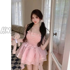 Hnewly Summer Sweet Pink Fairy Dress Women Japanese Off Shoulder Sexy Kawaii Lolita Female Casual