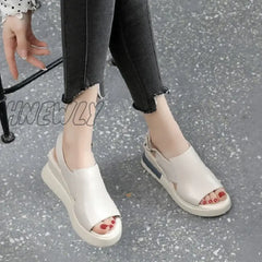 Hnewly Summer Wedge Platform Sandals Fashion Retro Romen Beach Shoes Ladies Casual Peep Toe Soft