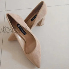 Hnewly Summer Women 8.5Cm High Heels Pumps Escarpins Elegant Sweet Lady Wedding Block Square Middle