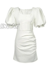 Hnewly Summer Women Evening Short Dress Lady Retro Sexy Square Collar Corset Slim Mini Dresses