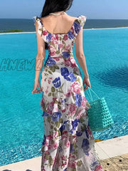 Hnewly Summer Women Floral Bodycon Slim Party Dress Sleeveless Casual Birthday One Pieces Robe Chic