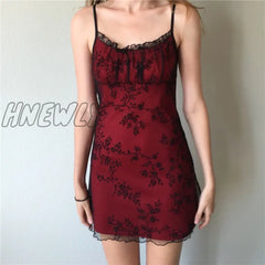 Hnewly Summer Women Spaghetti Strap Mini Dress Ruffle Sleeveless Slim Fit Floral Print Wrap