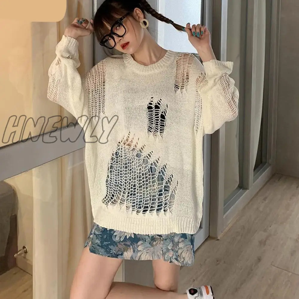 Hnewly Sweaters Women Loose Casual Fashionable O-Neck Knitting Solid Simple Korean Style Chic Daily