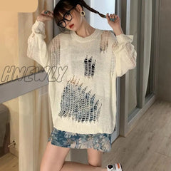 Hnewly Sweaters Women Loose Casual Fashionable O-Neck Knitting Solid Simple Korean Style Chic Daily