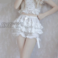 Hnewly Sweet Lace Ruffles Women Lolita Safety Shorts Pants Cute Victorian Knickers Cotton Princess