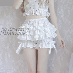 Hnewly Sweet Lace Ruffles Women Lolita Safety Shorts Pants Cute Victorian Knickers Cotton Princess