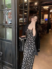 Sweet Printing Midi Dresses For Women Flying Sleeve Japan Girls Cute Floral Vintage Ruffles Beach