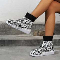 Hnewly - Tangerine Red Casual Patchwork Round Comfortable Out Door Shoes Shoes Boots