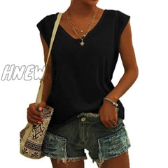 Hnewly Tank Top Women Sleeveless Shirts Summer Streetwear Casual Ladies Loose V Nekc Basic Solid