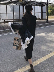 Hnewly Thick Winter Women’s Dress Fall Sweater Women Long Sleeve Knitted Dresses Maxi Vintage