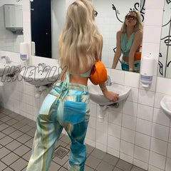 Hnewly Tie Dye Print Women High Waist Wide Leg Jeans Loose Casual Streetwear Summer Trousers