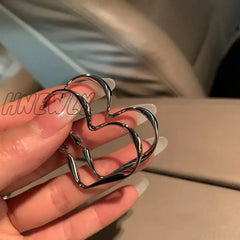 Hnewly Trendy 1Pair Lovely Women Fashion Personality Exaggerated Hollow Heart Design Earring Cuff