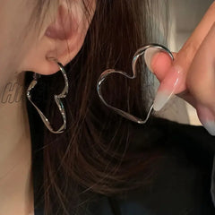 Hnewly Trendy 1Pair Lovely Women Fashion Personality Exaggerated Hollow Heart Design Earring Cuff