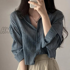 Hnewly Trendy Shirt Blouse Simple Thin Pure Color Anti-Uv Anti-Fade Top Women Solid Sun Protection