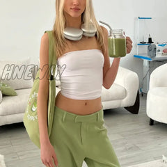 Hnewly Tube Top Y2K Women Summer Basic Vest Solid Color Strapless Sleeveless Tanks 2000S Aesthetic