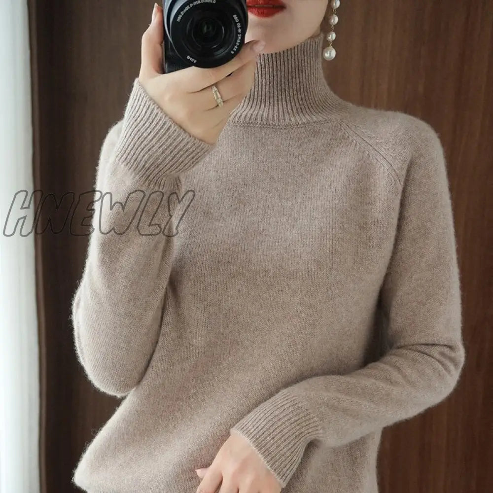 Hnewly Turtleneck Cashmere Sweaters Women Autumn Winter Solid Color Knitted Jumper Female Casual