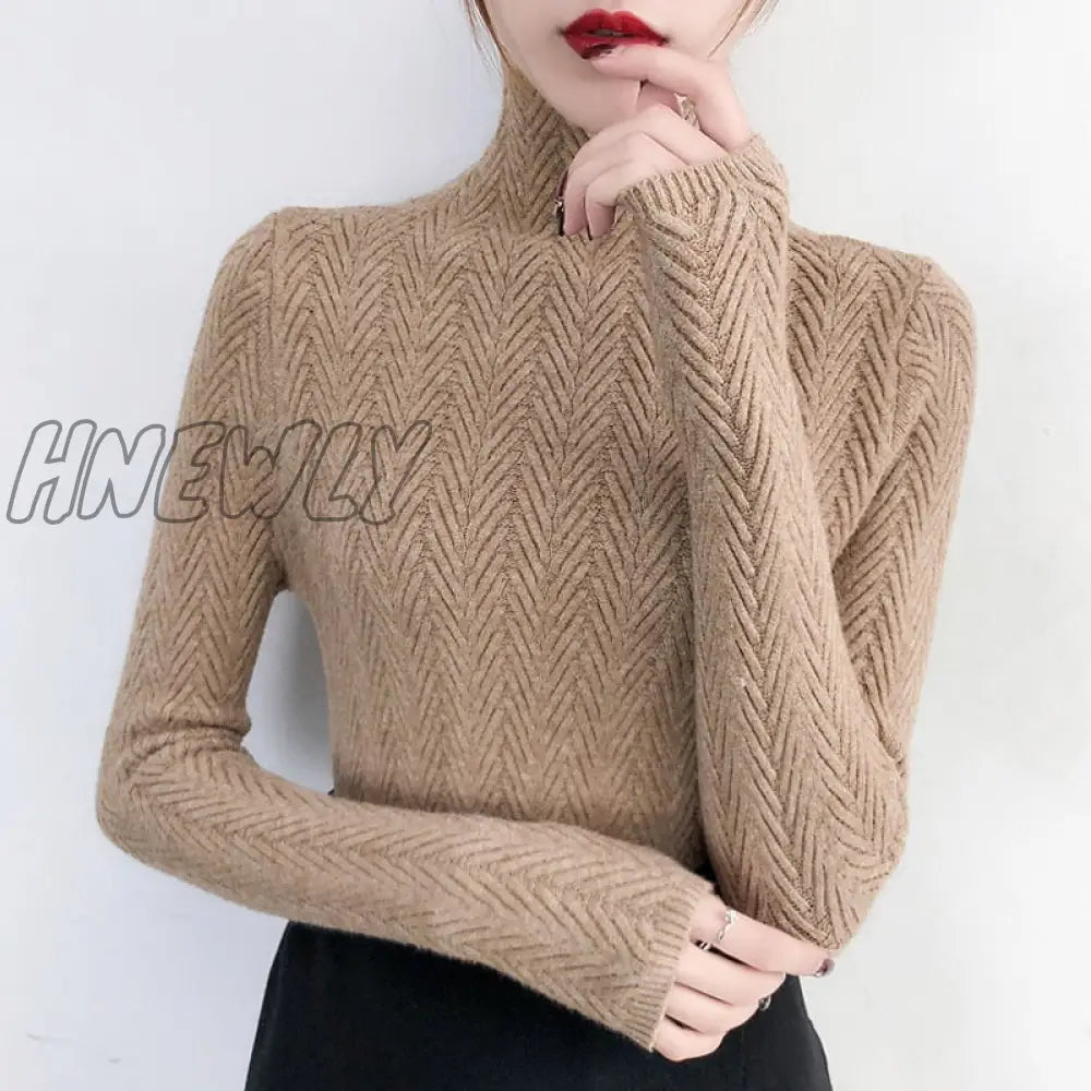 Hnewly Underwear Woman Autumn And Winter New Sweater Slim Bottom Shirt Long Sleeve Tight Knitted