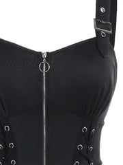 Hnewly V-Neck High Waist Solid Color Sleeveless Tank Tops For Women Loose Casual Off The Shoulder