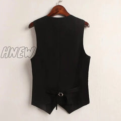 Hnewly V-Neck Vest Women Thin Loose Waistcoat Single Breasted Sleeveless Blazer Female Slim Short