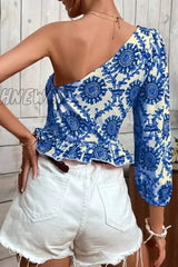 Hnewly - Vacation Print Flounce Tops Tops/Blouses & Shirts