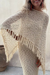 Hnewly - Vacation Solid Tassel Hollowed Out O Neck Outerwear(5 Colors) Apricot / S/M Outerwear/Cloak