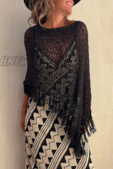 Hnewly - Vacation Solid Tassel Hollowed Out O Neck Outerwear(5 Colors) Outerwear/Cloak