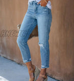 Hnewly Vintage High Waisted Jeans Woman Bleached Woman’s For Women Ripped Harem Pants Boyfriend