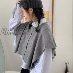 Hnewly Vintage Sweater Vest Striped Shirt Two Piece Set For Women Korean Fashion Irregular Long