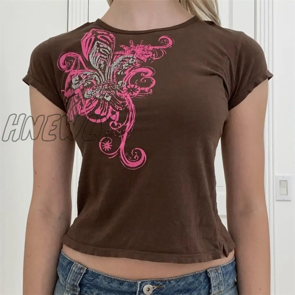 Hnewly Vintage Women Graphic T Shirts Y2K Clothes Summer Kawaii Harajuku Tee Goth Fairy Grunge Crop