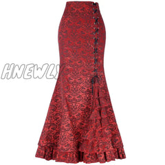 Hnewly Vintage Women Punk Style Jacquard Mermaid Skirt Fashion Halloween Gothic Victorian Steampunk