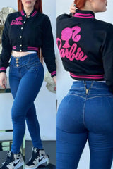 Hnewly - White Casual Letter Embroidery Cardigan Outerwear Coats