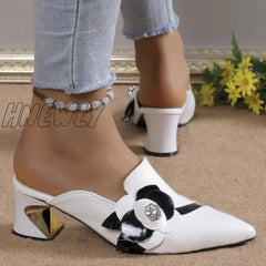 Hnewly - White Casual Patchwork Pointed Out Door Wedges Shoes (Heel Height 2.75In) Shoes