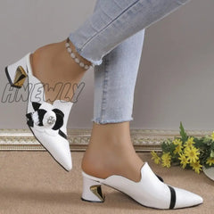Hnewly - White Casual Patchwork Pointed Out Door Wedges Shoes (Heel Height 2.75In) Shoes