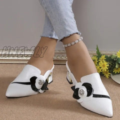 Hnewly - White Casual Patchwork Pointed Out Door Wedges Shoes (Heel Height 2.75In) Shoes