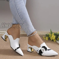 Hnewly - White Casual Patchwork Pointed Out Door Wedges Shoes (Heel Height 2.75In) Shoes