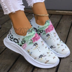 Hnewly - White Casual Patchwork Printing Round Mesh Breathable Comfortable Out Door Shoes Shoes